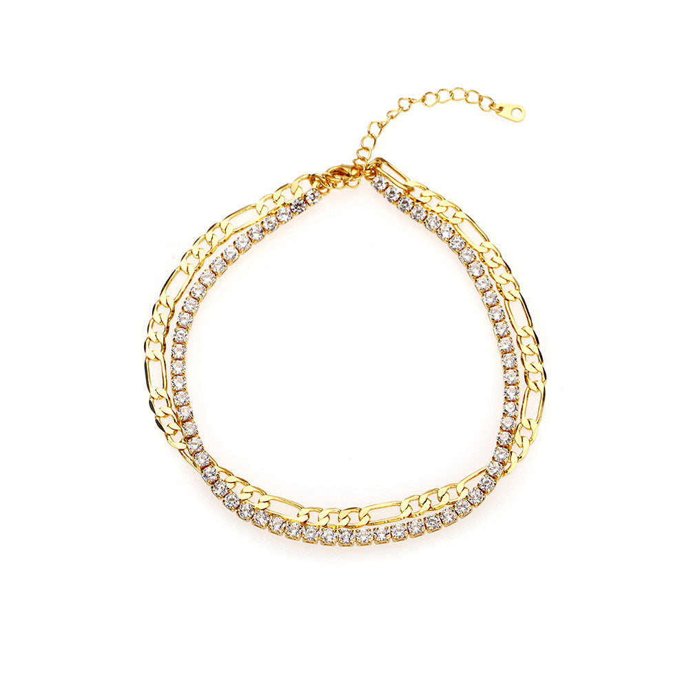 FOXI Hip Hop Gold & Silber Armreif mit Zirkonia für Frauen - A107