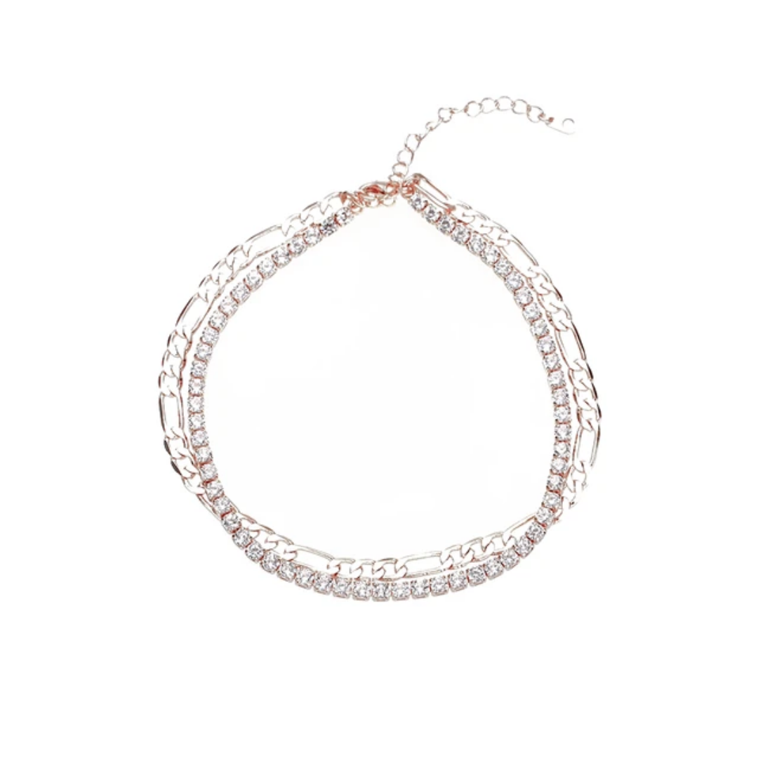 FOXI Hip Hop Gold & Silber Armreif mit Zirkonia für Frauen - A107